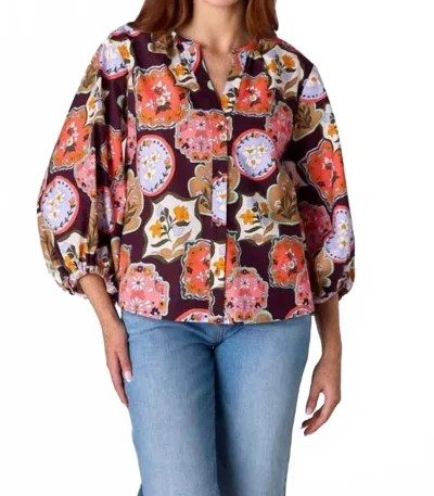 Crosby By Mollie Burch Livie Top In Stamp Collection In Multi