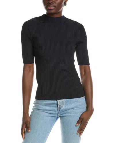 Truth Ribbed Mock Neck Pullover In Blue