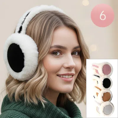Fashnzfab 6pcs - Faux Suede Plush Foldable Earmuffs In White