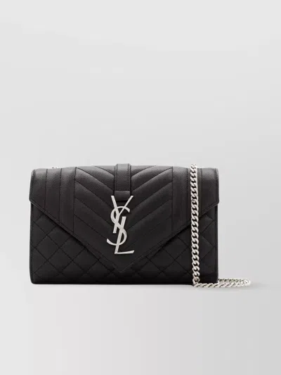 Saint Laurent Mini Crossbody Handbag With Silver Logo Accents In Black