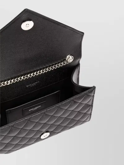 Saint Laurent Mini Crossbody Handbag With Silver Logo Accents In Black