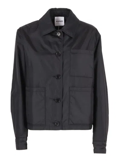 Aspesi Lightweight Minimalistic Jacket In Black