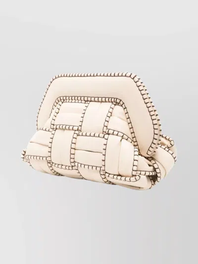 Themoirè Tia Woven Clutch Detachable Strap In Neutral