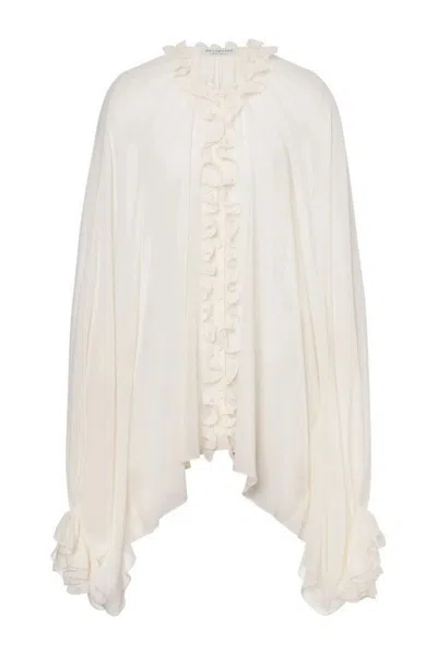 Philosophy Di Lorenzo Serafini Silk-acetate Blend Top With Ruffled Front In Multi