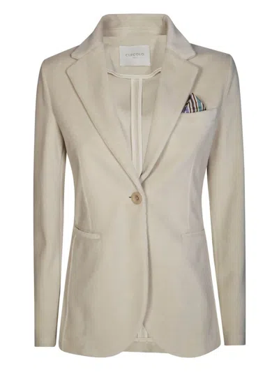 Circolo 1901 Tailored Jacket With Single-button Closure And Notch Lapel In Neutral