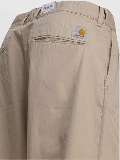 Carhartt Tailored Trousers With Front Pleats And Pockets In Brown
