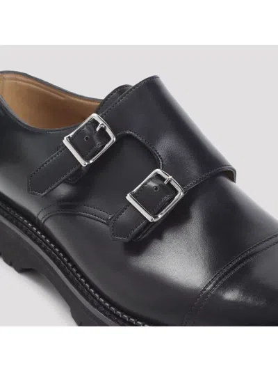John Lobb Double Monk Strap Smooth Cap Toe Shoes In Black