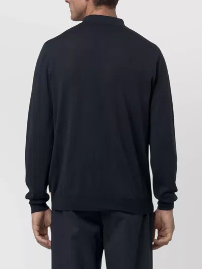 K-way Merino Wool Blend Striped Polo Sweater In Blue