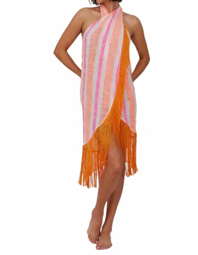 Pitusa Fringed Crossover Mini Dress In Hot Pink In Orange