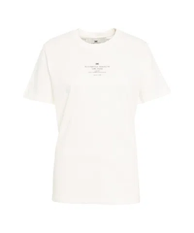 Elisabetta Franchi White T-shirt With Discreet Front Print In White