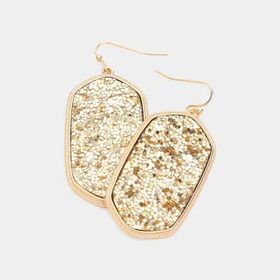 Fashnzfab Sparkly Hexagon Frame Dangle Earrings - Gold In Gold