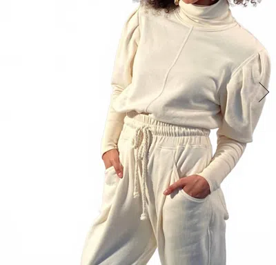 The Waight Undyed Funnel Neck Top In Off White In White