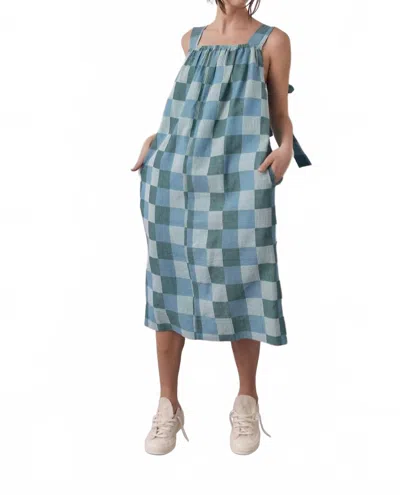 Amente Shoulder Tie Dress In Blue In Blue