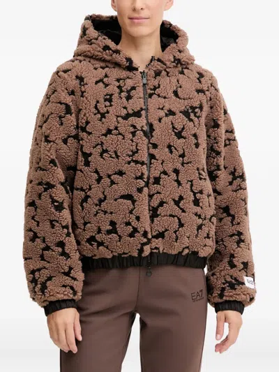 Ea7 Graphic Series Reversible Jacket In Brown
