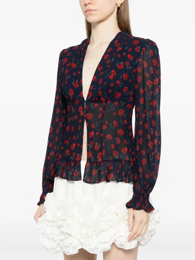 Reformation Maple Cream Blouse Es In Blue