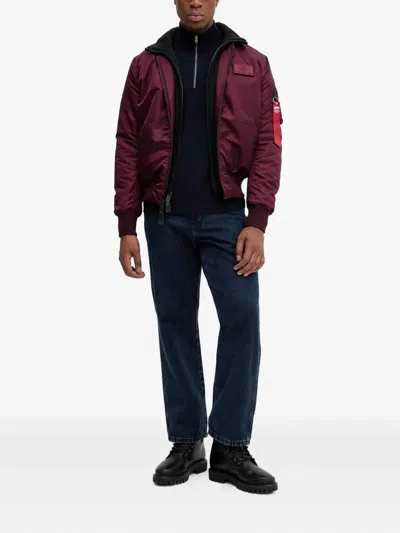 Alpha Industries Ma-1 D-tec Hooded Bomber Jacket In Red