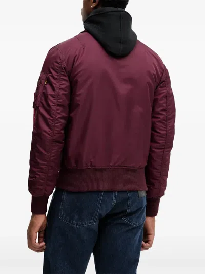 Alpha Industries Ma-1 D-tec Hooded Bomber Jacket In Red
