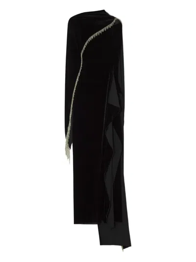 Lanvin Draped Embellished Dress In Black