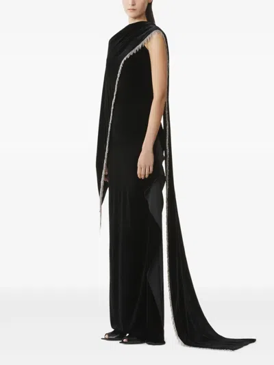 Lanvin Draped Embellished Dress In Black