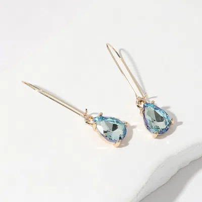 Fashnzfab Teardrop Stone Cushion Dangle Earrings - Ab, Aqua In Blue