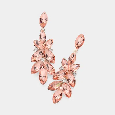 Fashnzfab Marquise Stone Cluster Embellished Evening Earrings - Peach, Rose Gold In Pink