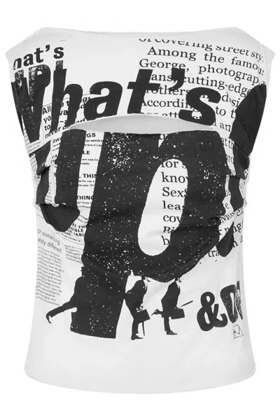 Moschino Graphic Print T-shirt With Cut-out Details In White