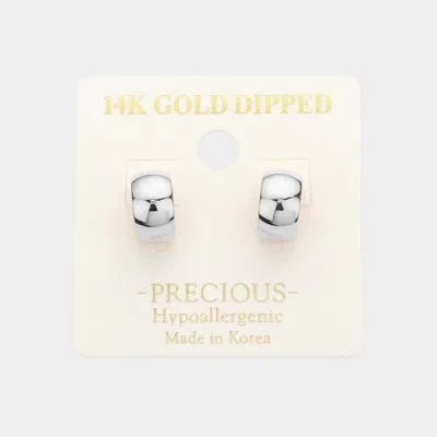 Fashnzfab 14k White Gold Dipped Metal Hoop Earrings - Rhodium In White