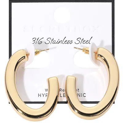 Fashnzfab Secret Box_stainless Steel Hypoallergenic Oval Hoop Earrings - Gold In Gold