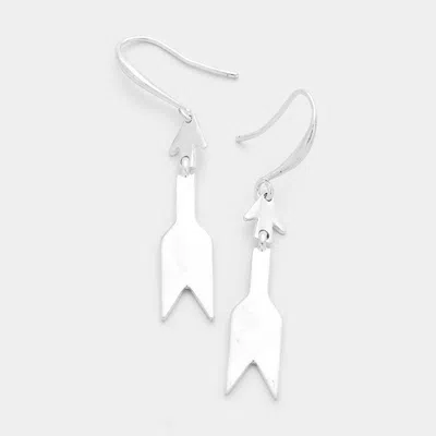 Fashnzfab Linked Metal Arrow Dangle Earrings - Rhodium In Red