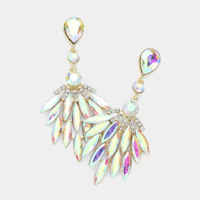 Fashnzfab Marquise Stone Cluster Evening Earrings - Ab, Gold In Multi