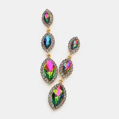 Fashnzfab Triple Marquise Stone Drop Down Dangle Evening Earrings - Vitrail Medium In Multi