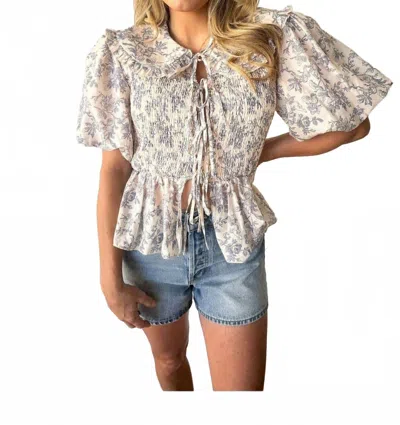 Aureum Cottage Core Collar Smocked Top In Multi In Multi