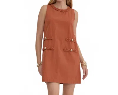 Entro Braided Trim Dress In Rust In Multi