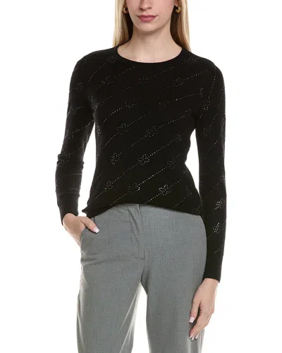 Sofiacashmere Heatset Diagonal Floral Wool & Cashmere-blend Sweater In Black