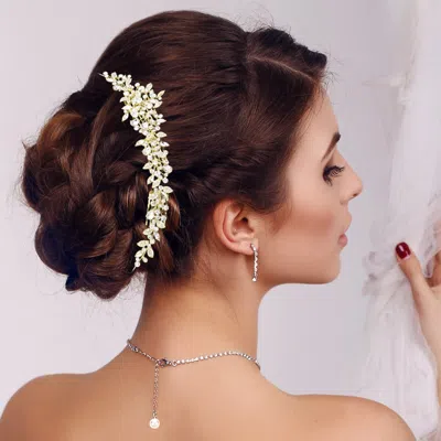 Fashnzfab Stone Embellished Leaf Cluster Vine Wrap Headpiece In Gold