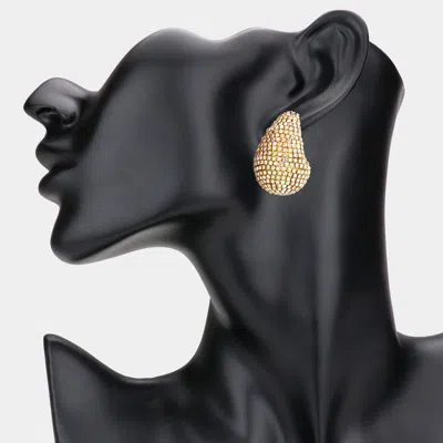 Fashnzfab Bling Studded Teardrop Earrings - Ab, Gold In Gold