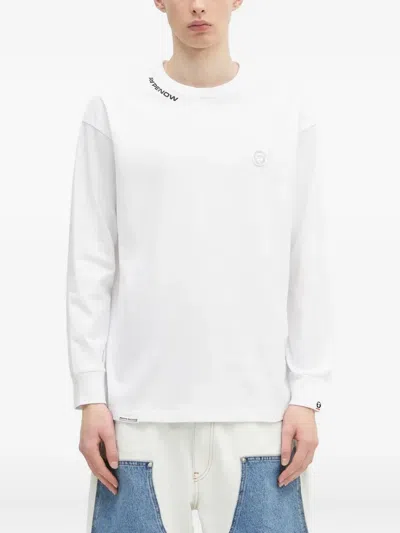 Aape By A Bathing Ape Long-sleeves Crew-neck T-shirt In White