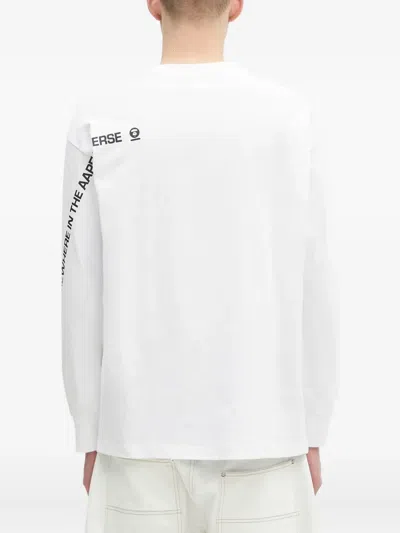 Aape By A Bathing Ape Long-sleeves Crew-neck T-shirt In White