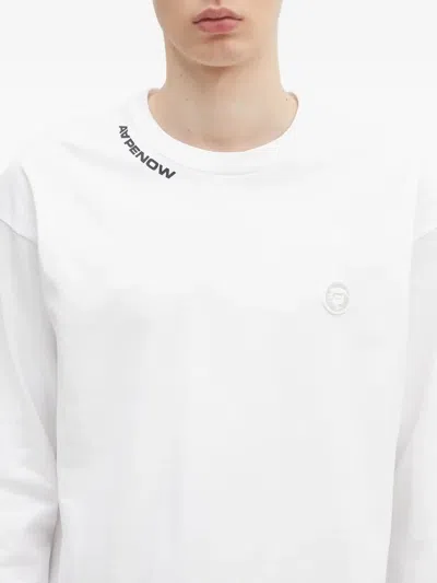 Aape By A Bathing Ape Long-sleeves Crew-neck T-shirt In White