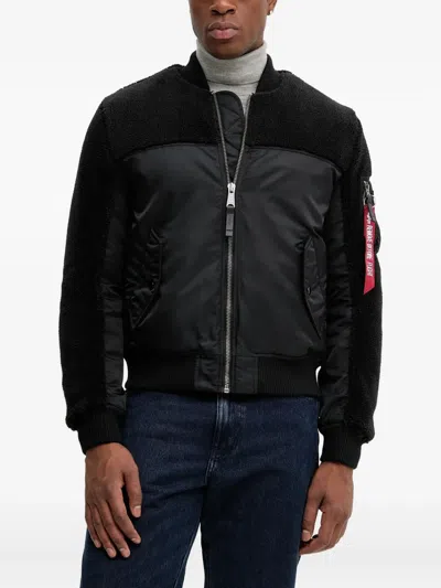 Alpha Industries Ma-1 Teddy Bomber Jacket In Black