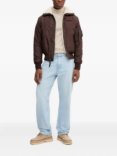 Alpha Industries B-15 Iii Tt Faux-fur-collar Bomber Jacket In Brown