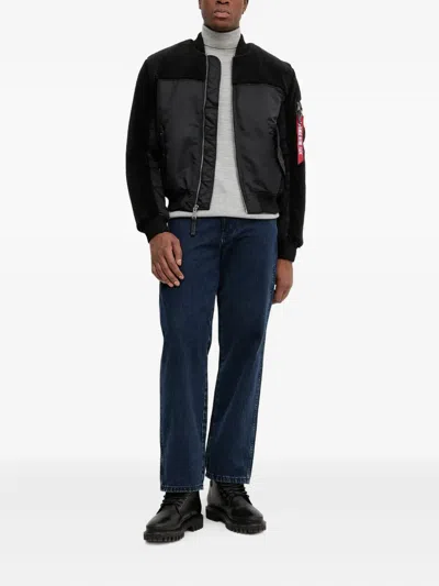 Alpha Industries Ma-1 Teddy Bomber Jacket In Black