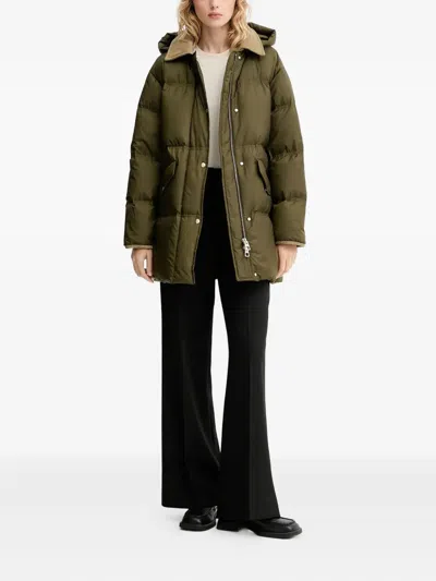 Marc O'polo Button Corduroy-collar Coat In Green