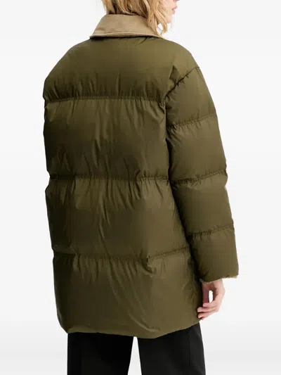 Marc O'polo Button Corduroy-collar Coat In Green