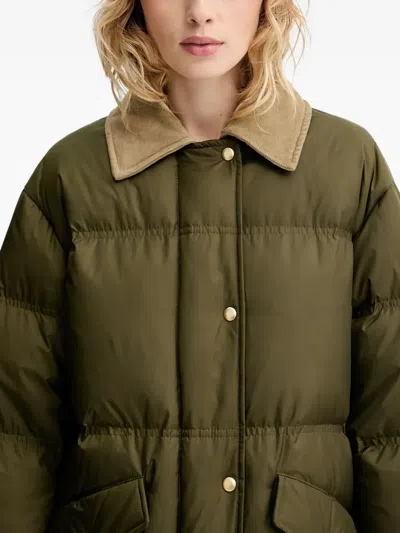Marc O'polo Button Corduroy-collar Coat In Green