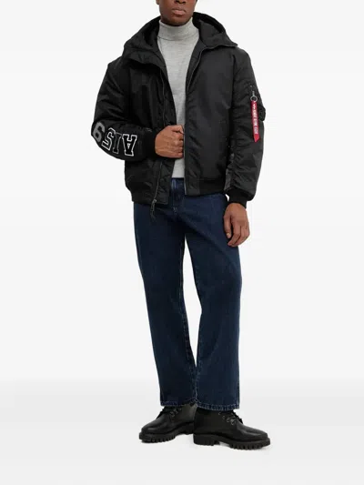 Alpha Industries Ma-1 Hooded Jacket In Black