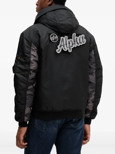 Alpha Industries Ma-1 Hooded Jacket In Black