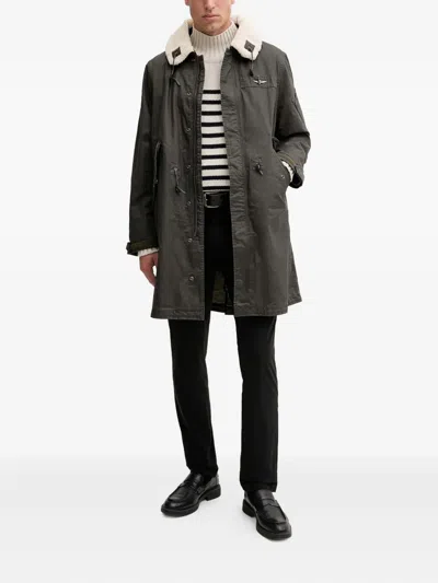 Aeronautica Militare Shearling-collar Drawstring Parka In Green