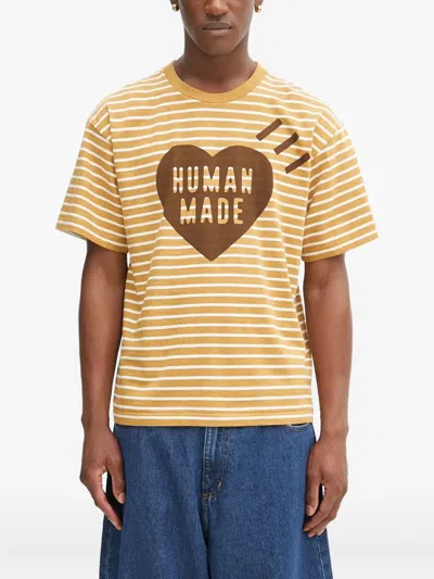 Human Made Striped Heart Graphic T-shirt In Neutral