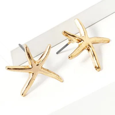 Fashnzfab Metal Starfish Stud Earrings - Gold In Gold